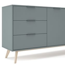 Skänk i grön och naturlig furu, 140 x 40 x 81 cm | pisco