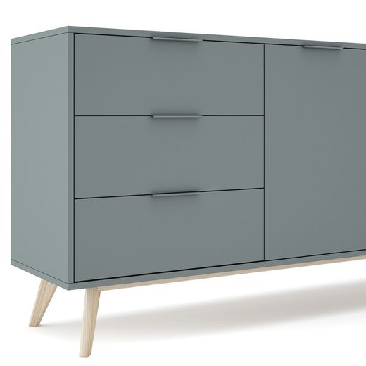 Skänk i grön och naturlig furu, 140 x 40 x 81 cm | pisco