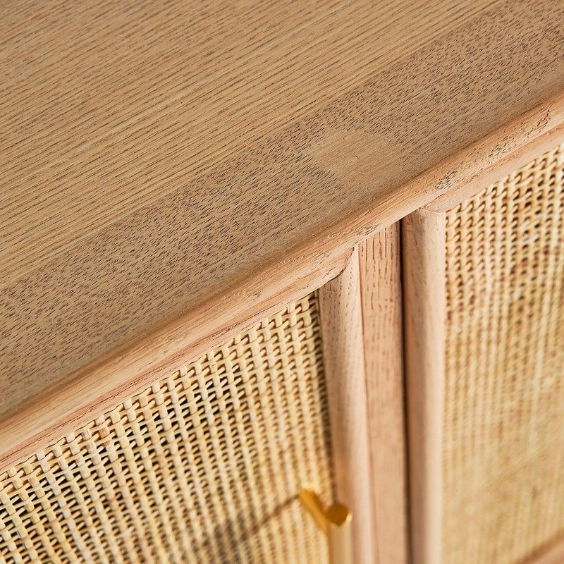 Buffet en pin et rotin naturel 120 x 40 x 71 cm tsaki qechic