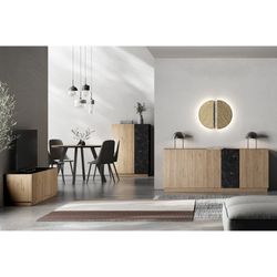 Wooden sideboard L in natural and black, 180 x 41.8 x 78.5 cm | Dione