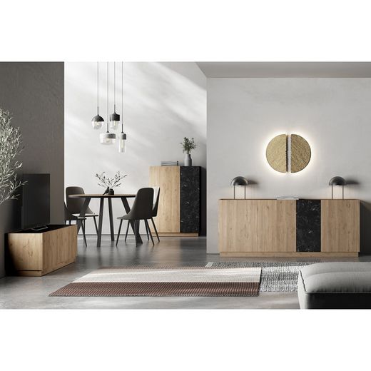 Wooden sideboard L in natural and black, 180 x 41.8 x 78.5 cm | Dione