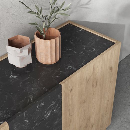 Wooden sideboard L in natural and black, 180 x 41.8 x 78.5 cm | Dione