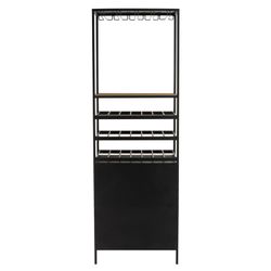 Skænk til flasker og vinglas i metal og sort/naturtræ, 60x42'5x180 cm