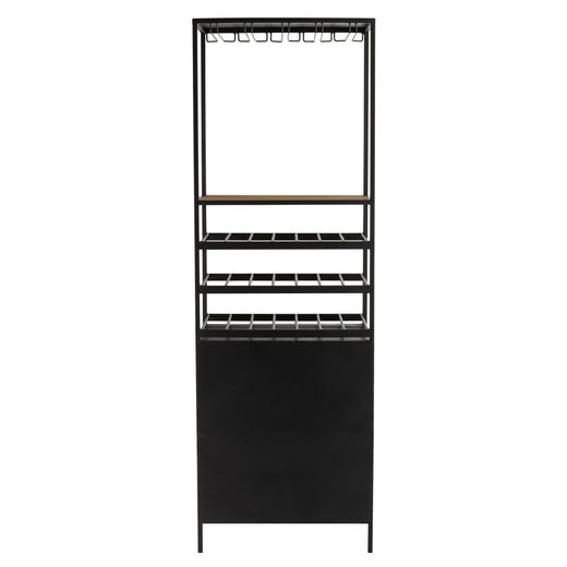 Skænk til flasker og vinglas i metal og sort/naturtræ, 60x42'5x180 cm