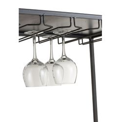 Skænk til flasker og vinglas i metal og sort/naturtræ, 60x42'5x180 cm