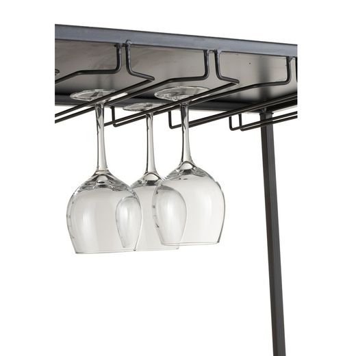 Skænk til flasker og vinglas i metal og sort/naturtræ, 60x42'5x180 cm