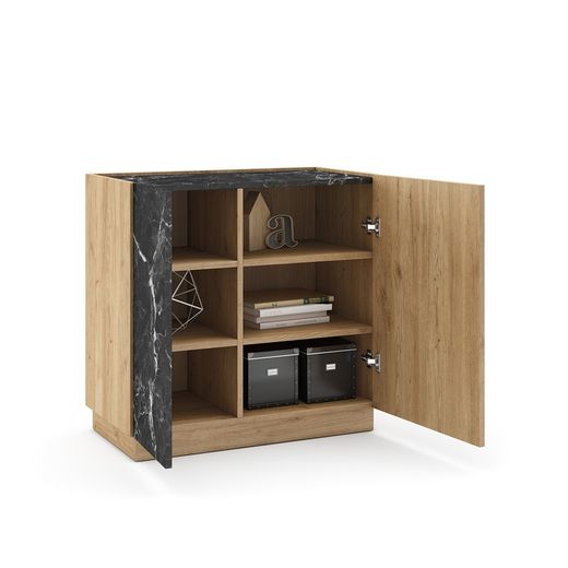 Buffet S en bois naturel et noir, 80 x 41,6 x 78,5 cm | Dioné
