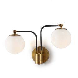Biała szklano-metalowa lampa ścienna, 50x18x29 cm