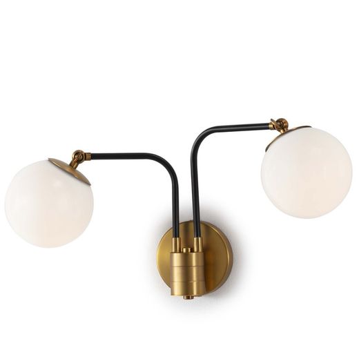 Biała szklano-metalowa lampa ścienna, 50x18x29 cm
