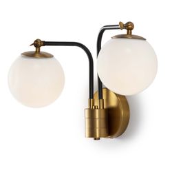 Biała szklano-metalowa lampa ścienna, 50x18x29 cm
