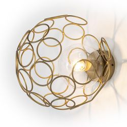 Glass and gold metal wall light, 30x33x30 cm