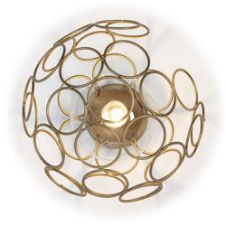 Glass and gold metal wall light, 30x33x30 cm