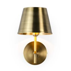 Złota metalowa lampa ścienna, 18x18x26 cm