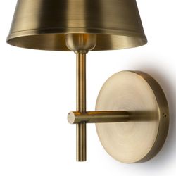 Złota metalowa lampa ścienna, 18x18x26 cm