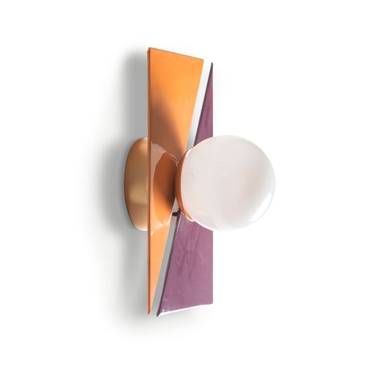 Aplique de metal en morado y amarillo, 17 x 16 x 28 cm | Cernia