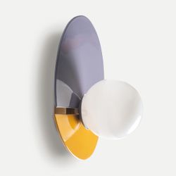 Aplique de metal en morado y amarillo, 31 x 18 x 31 cm | Niza