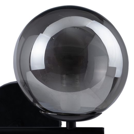 Wandlamp van zwart glas en metaal, 27,5 x 20 x 20 cm