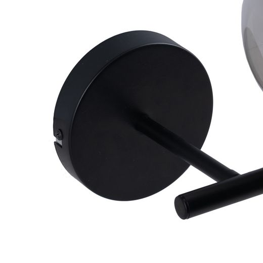 Wandlamp van zwart glas en metaal, 27,5 x 20 x 20 cm