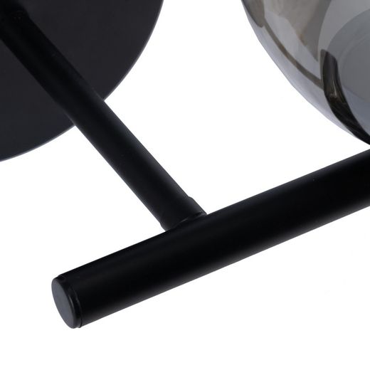 Wandlamp van zwart glas en metaal, 27,5 x 20 x 20 cm