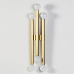 Goudkleurige metalen wandkandelaar, 25x13x98cm