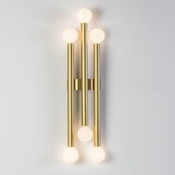Goudkleurige metalen wandkandelaar, 25x13x98cm