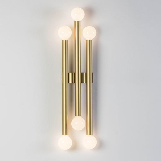 Goudkleurige metalen wandkandelaar, 25x13x98cm