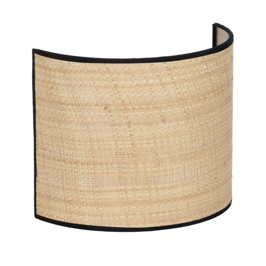Aplique de pared de rafia en natural y negro, 25 x 12 x 20 cm