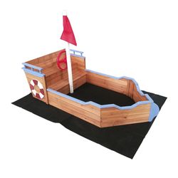 Caixa de areia infantil de madeira multicor, 158 x 78 x 100 cm | barcos