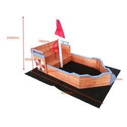 Caixa de areia infantil de madeira multicor, 158 x 78 x 100 cm | barcos