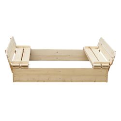 Caixa de areia infantil pinho natural, 118 x 118 x 22 cm | Antz