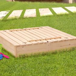 Caixa de areia infantil pinho natural, 118 x 118 x 22 cm | Antz
