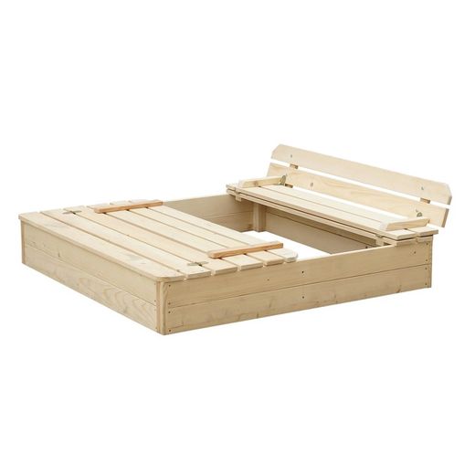 Caixa de areia infantil pinho natural, 118 x 118 x 22 cm | Antz
