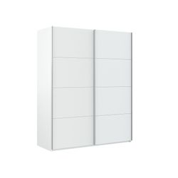 Armoire 2 portes coulissantes en blanc, 150 x 60 x 200 cm