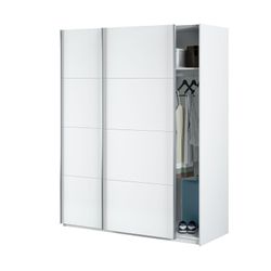 Armoire 2 portes coulissantes en blanc, 150 x 60 x 200 cm