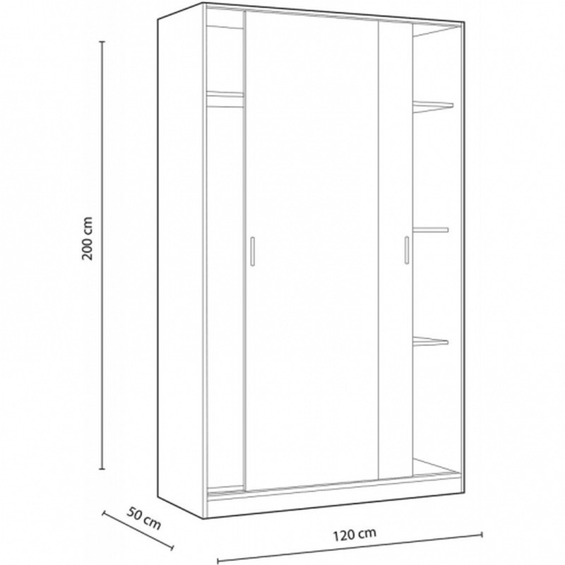 Armario de puertas correderas ropero blanco y madera 200cm