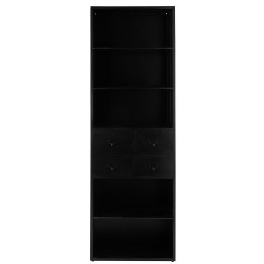 Armario de Metal Negro 5 Estantes y 4 Cajones Metal Negro 60x36,5x180 cm