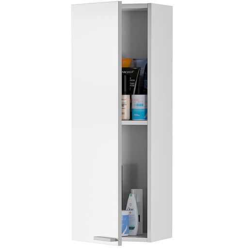 Meuble de salle de bain blanc brillant avec 1 porte, 30 x 25 x 85 cm