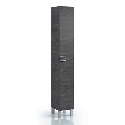 Armario baño gris ceniza con 2 puertas y 4 estantes, 30 x 25 x 182 cm