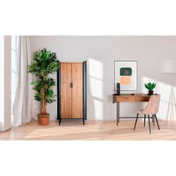 Armoire Briec en Bois de Sapin et Fer Naturel/Gris Foncé, 81 x 40 x 171 cm