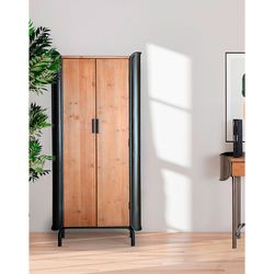 Armoire Briec en Bois de Sapin et Fer Naturel/Gris Foncé, 81 x 40 x 171 cm