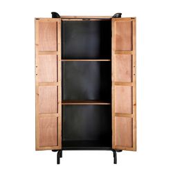 Armadio Briec in Legno di Abete e Ferro, Colore Naturale/Grigio Scuro, 81 x 40 x 171 cm