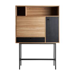 Armadio in legno Brussa DM in nero/naturale, 95 x 38 x 138 cm