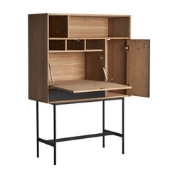 Armadio in legno Brussa DM in nero/naturale, 95 x 38 x 138 cm