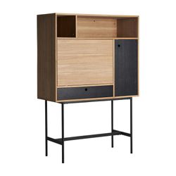Armadio in legno Brussa DM in nero/naturale, 95 x 38 x 138 cm