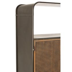 Armoire 3 tiroirs métal noir/naturel et bois, 80x35x180 cm