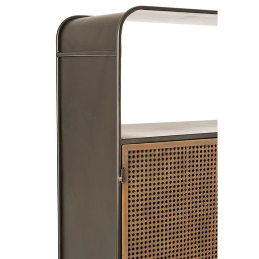 Armoire 3 tiroirs métal noir/naturel et bois, 80x35x180 cm