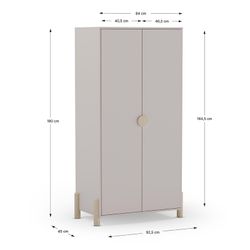 Armoire 2 portes en bois couleur crème, 92,8 x 45 x 180 cm | Énola