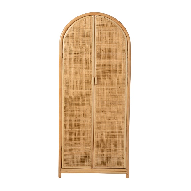 Ellen natuurlijke rotan kledingkast met 2 deuren, 75x40x175 — Qechic