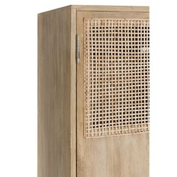 Armoire 3 portes en manguier, métal et rotin naturel/noir, 115x45x175,5 cm