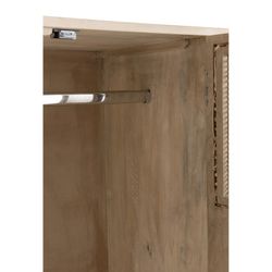 Armoire 3 portes en manguier, métal et rotin naturel/noir, 115x45x175,5 cm